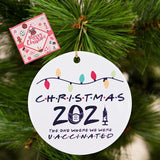  Christmas Ornament In Ceramic, 2.8" In Diameter Round Holiday Tree Ornament Decoration, Xmas Hanging Ornaments, Double-Sided Printed Personalized Christmas Quarantine Decoration