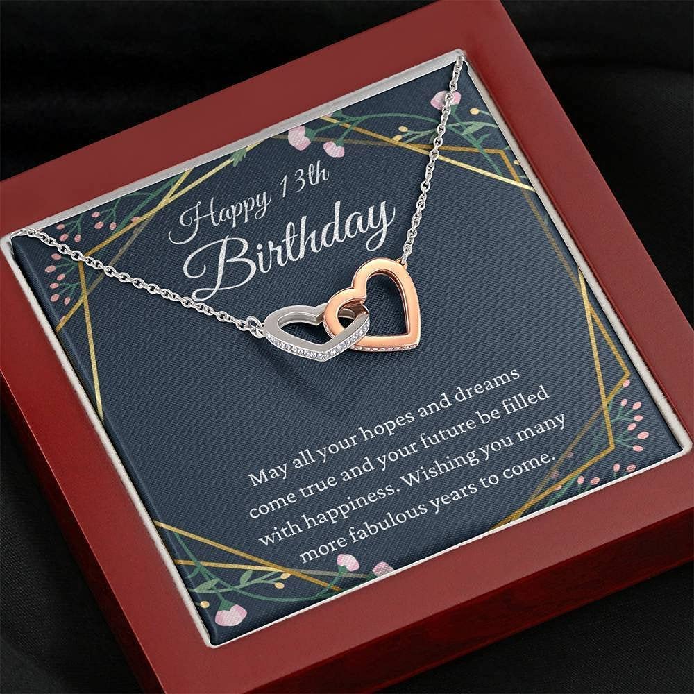 13th Birthday Neaklace Interlocking Hearts Necklace Happy 13th Birthday 13th s for Girls Jewelry For 13 Year Old