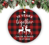 Years Together, Wedding Anniversary Christmas Ornament , Custom Name & Year, Personalized Gift For Couple Circle Christmas Ornament