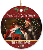 Custom Photo Family Christmas Ornament , Picture Season'S Greetings Ornament Hanging Christmas Tree , Personalized Photo Christmas Ornament Gifts For Family Friend Bestie Grandparents