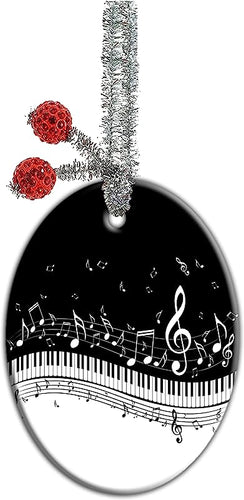 Christmas Ornaments,Piano Keys With Musical Notes Christmas Tree Ornament,Christmas New Year'S Holiday Keepsake Gift Decor,Ceramic Ornament Hanging Christmas Decorations
