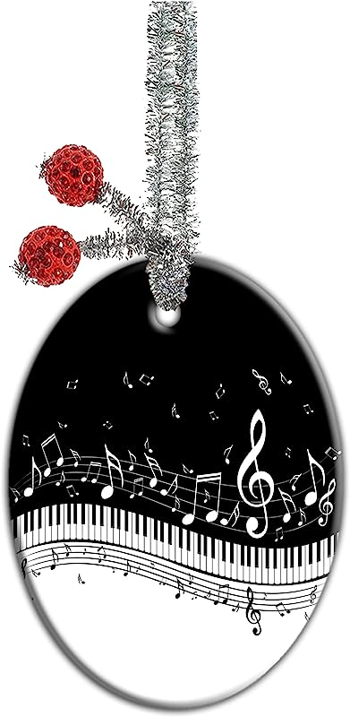 Christmas Ornaments,Piano Keys With Musical Notes Christmas Tree Ornament,Christmas New Year'S Holiday Keepsake Gift Decor,Ceramic Ornament Hanging Christmas Decorations