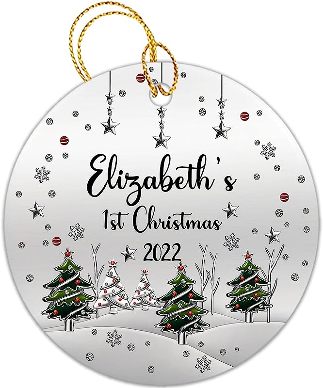 Baby'S 1St Christmas Printed Ornament , New Baby Christmas Xmas Tree Ornament,  Personalized First Christmas Ornament For New Baby, Custom Christmas Ornament Gifts With Baby'S Name