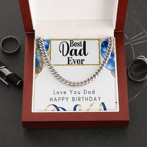 Father's Day Necklace Gift For Dad Happy Birthday To My Dad Cuban Link Chain Gift for Dad Gift from Son or Daughter