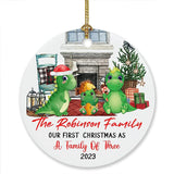 Personalized Our First Christmas As A Family Of Three Ornament Xmas , New Parents Baby Dinosaur Ornament Gift, Custom Name Family 3 Dinosaur Year Ornament, 1St Xmas Family Of 3 Ornament Christmas