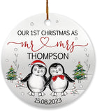 Personalized Our First Christmas As Mr & Mrs Ornament, Custom Names Couple Penguin Ornament Christmas  Gift For Wedding Engaged Married, 1St Xmas As Mr & Mrs Ornament Gift For Newlywed Couple