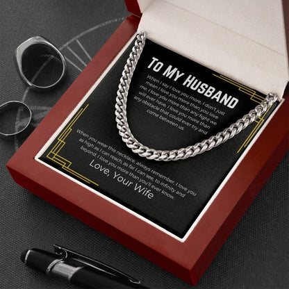 To My Husband Cuban Chain Necklace, Husband Necklace from Wife, Wife Husband Necklace Chain, Birthday Gift for Men