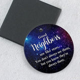 Christmas Ornament -Neighbor Gift Good Neighbors Are Like Stars They'Re Always There-Happy Holidays Present To Your Neighbor 3Inch Round Ceramic Ornament Xmas Present With Gift Box