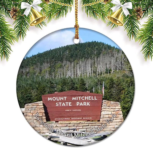 Burnsville Mount Mitchell State Park North Carolina Usa America Christmas Ornaments For Tree Ceramic Pendant Double Sided Ornament Decor Xmas Gifts Porcelain Travel Souvenirs