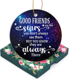 Christmas Ornaments -Good Friends Are Like Stars They'Re Always There-Friendship 3 Inch Flat Ceramic Christmas Tree Ornament Keepsake For Friends Besties With A Gift Box