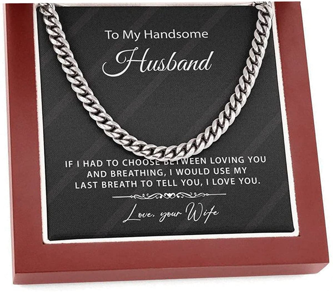 To My Husband Cuban Chain Necklace Husband Necklace from Wife Wife Husband Necklace Chain Custom Jewelry Valetine