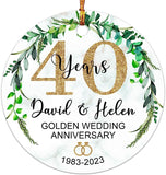 40 Years Golden Wedding Anniversary Christmas Ornament , Personalized Wedding Ornament Custom Name & Date, Decoration Christmas Ornament Keepsake Gifts Wedding Anniversary Ornament
