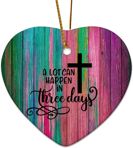 A Lot Can Happen In Three Days Art, Easter Art, Christian Art, Cross Art, Easter Art For Tree Decoration Personalized Christmas Ornament For Girl Baptized Ornament Keepsake Christening Gift For Girls