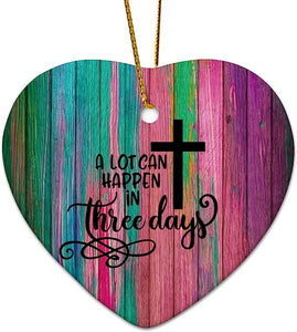 A Lot Can Happen In Three Days Art, Easter Art, Christian Art, Cross Art, Easter Art For Tree Decoration Personalized Christmas Ornament For Girl Baptized Ornament Keepsake Christening Gift For Girls