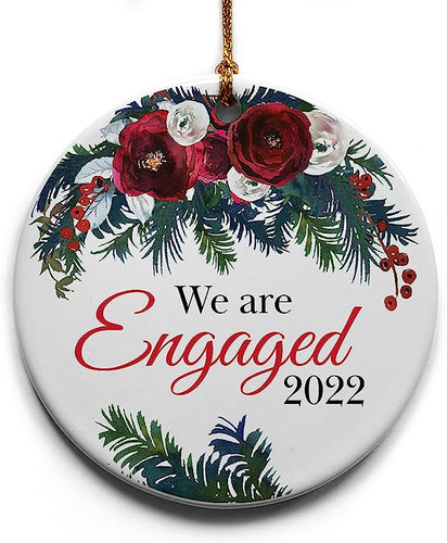 We Are Engaged Ceramic Christmas Tree Ornament Collectible Holiday Keepsake 2.875