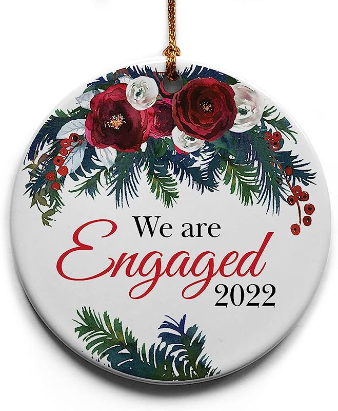 We Are Engaged Ceramic Christmas Tree Ornament Collectible Holiday Keepsake 2.875" Round Ornament In Decorative Gift Box With Bow For The Newly Engaged Couple!