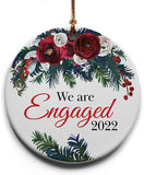 We Are Engaged Ceramic Christmas Tree Ornament Collectible Holiday Keepsake 2.875" Round Ornament In Decorative Gift Box With Bow For The Newly Engaged Couple!