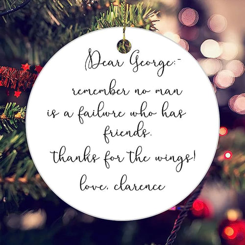 Round Shaped Ceramics Ornament It'S A Wonderful Life, Remember No Man Is A Failure Xmas Tree Christmas Decor 3 Inch