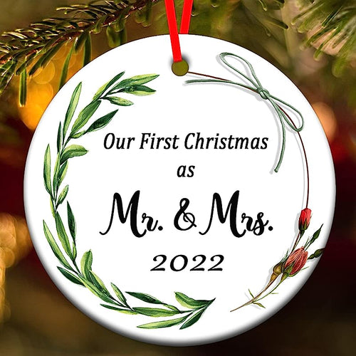 Christmas Ornaments , Our First Christmas As Mr And Mrs , Our First Christmas Married Ornament , Ceramic Christmas Tree Ornaments, Wedding Gifts For Couples Unique , Newlywed Gifts