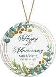 Personalized Anniversary Ornament, Custom Anniversary Gift, Any Year, Name, Wedding Anniversary Ornament (Eucalyptus Wreath)