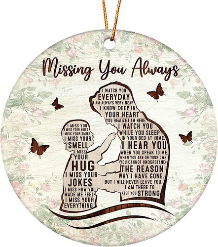 Hyturtle My Dad In Heaven Ornaments, Missing You Always I Miss You Dad, Circle Ceramic Ornaments Daddy In Heaven, Gifts For Daughter Loss Of Father, Memorial Ornaments For Christmas, 3' Inch