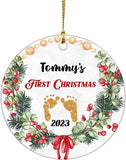 Babys First Christmas  Ceramic Ornament, Personalized Baby'S 1St Christmas Ornaments Keepsake, Custom Baby Name Ornaments, Christmas Decoration For New Mom Dad Newborn