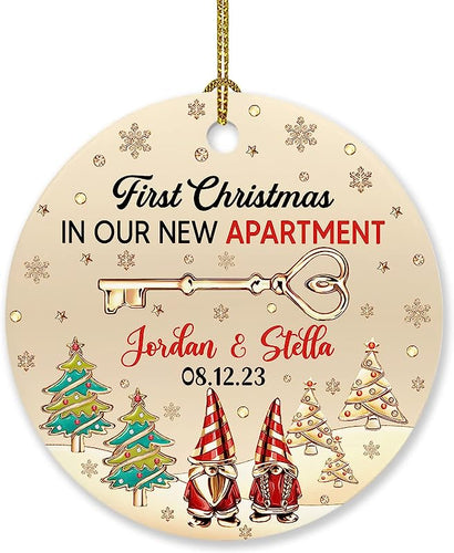 Personalized First Christmas In Our Apartment Ornament, 1St Xmas In Our New Apartment Ornament Gift For Mr Mrs Housewarming Couple Newlywed, Customized Names Couple Ornament Gift For Christmas 