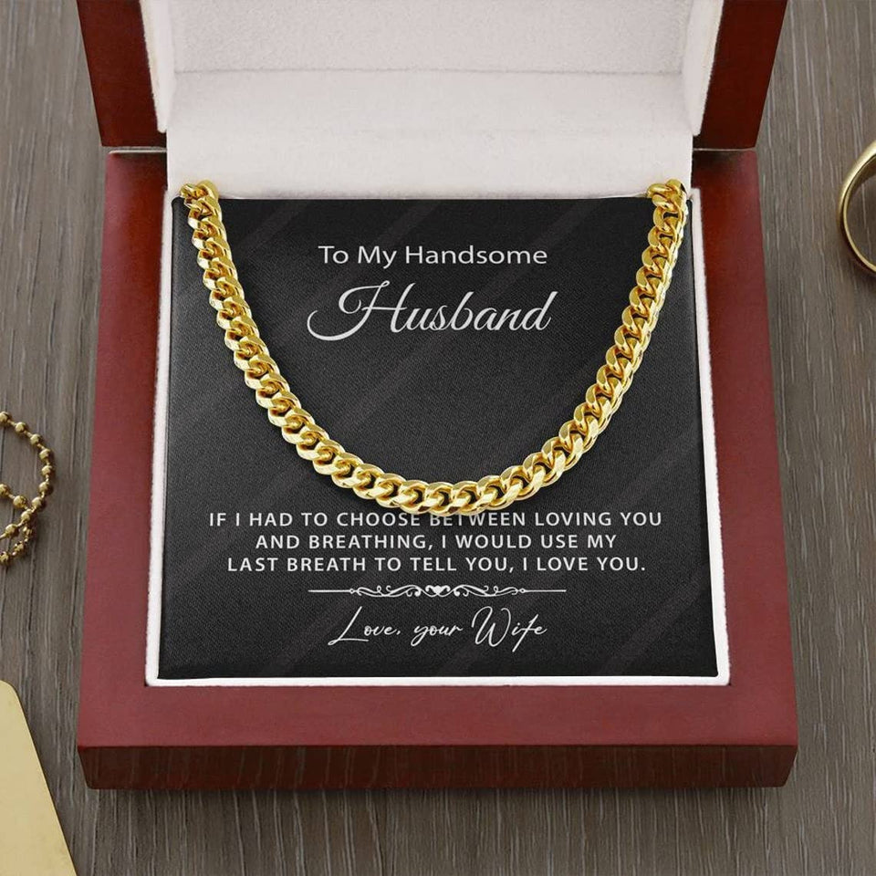 To My Husband Cuban Chain Necklace Husband Necklace from Wife Wife Husband Necklace Chain Custom Jewelry Valetine