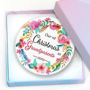 First Christmas Ornaments -Our 1St Christmas As Grandparents Ornament Keepsake Christmas Tree Ceramic Ornament Decoration Persent For Family Xmas Ornament 3" With A Gift Box