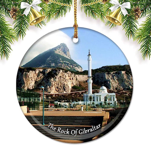 The Rock Of Gibraltar Christmas Ornaments For Tree Ceramic Pendant Double Sided Ornament Decor Xmas Gifts Porcelain Travel Souvenirs