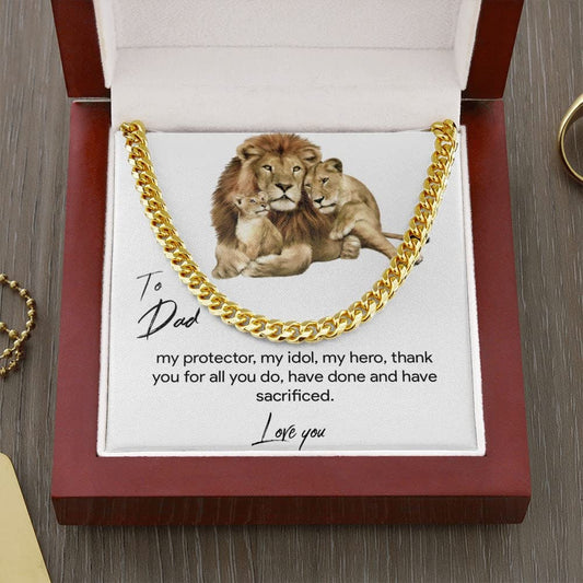 Cuban Link Chain Necklace With Message Card For Dad Gift For Dads Birthday Or Any Occasion.