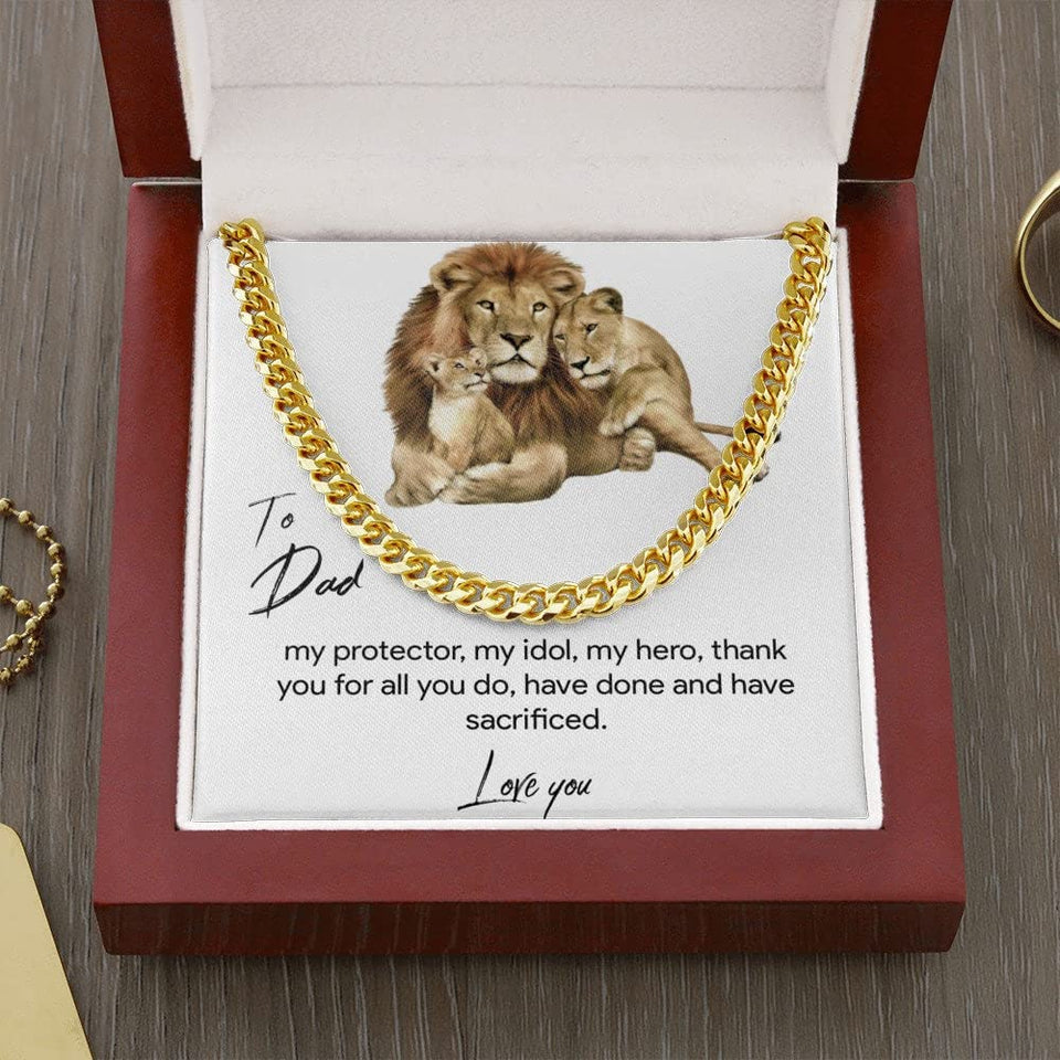 Cuban Link Chain Necklace With Message Card For Dad Gift For Dads Birthday Or Any Occasion.