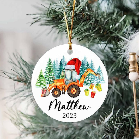 Excavator Christmas Ornament, Personalized Excavator Construction Ornament Xmas , Custom Excavator Lover Gift, Christmas Tree Decorations Gift For Kids, Baby'S Boy First Christmas Ornament