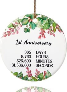 1St Anniversary Ornament , First Anniversary Christmas Ornament, One Year Anniversary For Couple, Happy 1St Anniversary 3" Christmas Hanging Ornaments