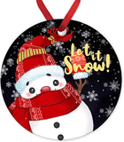 Christmas Let It Snow Round Ceramic Ornament Snowman Christmas Flat Porcelain Keepsake For Baby New Parents Xmas Tree Decorations Gift Double-Sided