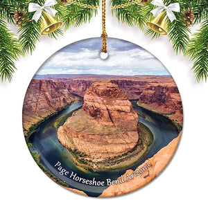 Page Horseshoe Bend Arizona Usa America Christmas Ornaments For Tree Ceramic Pendant Double Sided Ornament Decor Xmas Gifts Porcelain Travel Souvenirs