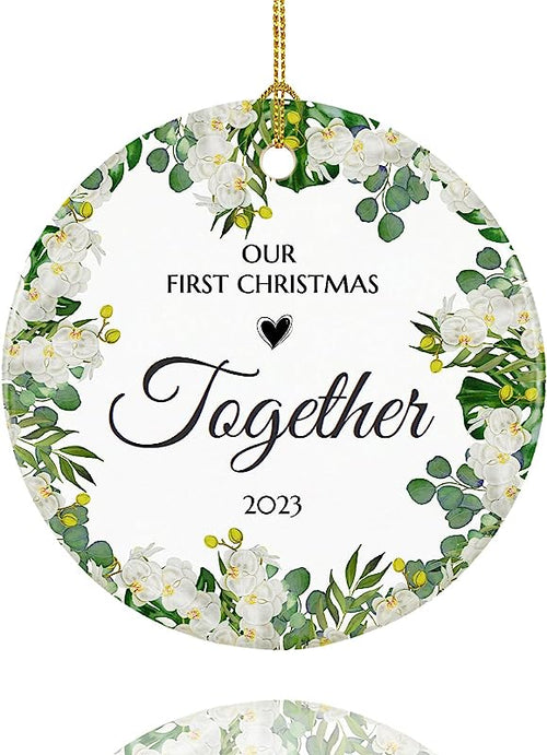 First Christmas Together Ornament , 1St Christmas Together Ornament , First Christmas Together Gifts, 2.9" Ceramic Couples First Christmas Tree Ornaments 
