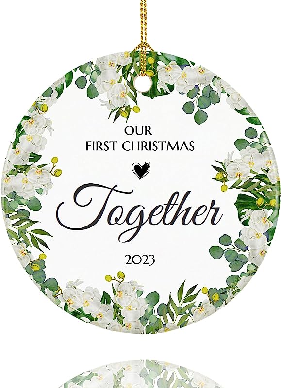First Christmas Together Ornament , 1St Christmas Together Ornament , First Christmas Together Gifts, 2.9" Ceramic Couples First Christmas Tree Ornaments 