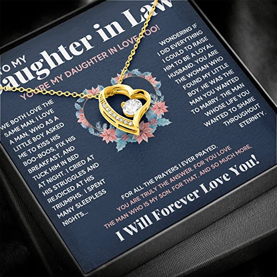 Daughter In Law Necklace Gift - Mothers Day Gift, Valentines Gift, Christmas Gift for Daughter In Law Forever Love Necklace