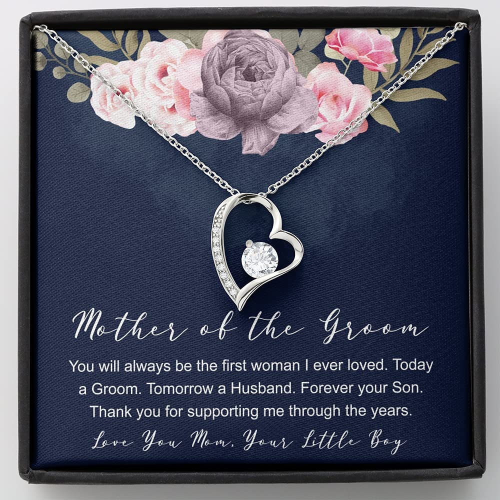To The Mother Of The Groom Forever Love Heart Necklace Gift From Son, You'll Always Be The First Woman I Ever Loved, Gift Idea For Mom From Son