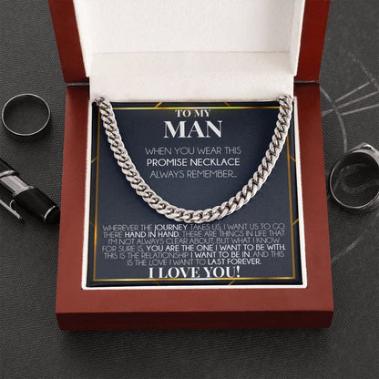 To My Man Necklace, Husband Necklace from Wife, Necklace for Boyfriend, Mens Cuban Chain Necklace, Mens Necklaces for Him, Gifts for Men