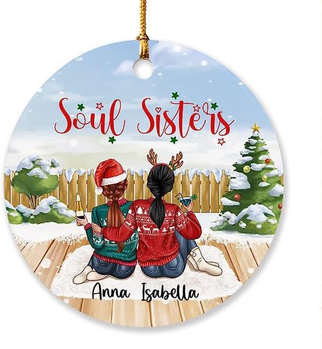 Soul Sisters Christmas Ornament For Best Friend, Personalized Best Friend Christmas Ornament, Soul Sisters Ornament Gift For Bestie, Friends, Custom Friendship Ornament Keepsake