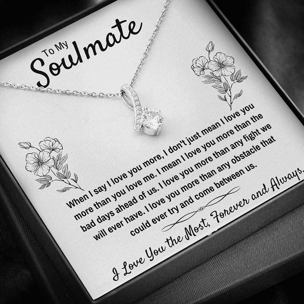 To My Soulmate Alluring Beauty Necklace Gifts For My Wife with Message Card Box Personalized Gift Present Pendant for Future Wife Soulmate Girlfriend Love