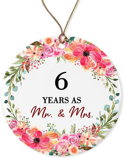 Six Years Married Mr. Mrs. Christmas Ornament Keepsake Gift 6Th Wedding Gift Wedding Anniversary Husband Wife Gift Ceramic Holiday Both Sides