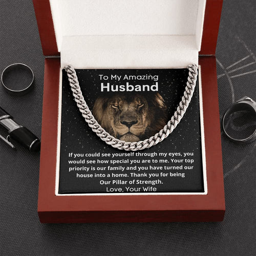 Personalized Message Card Cuban Link Chain Necklace Thank You For Being Our Pillar Of Strength Cuban Link Chain
