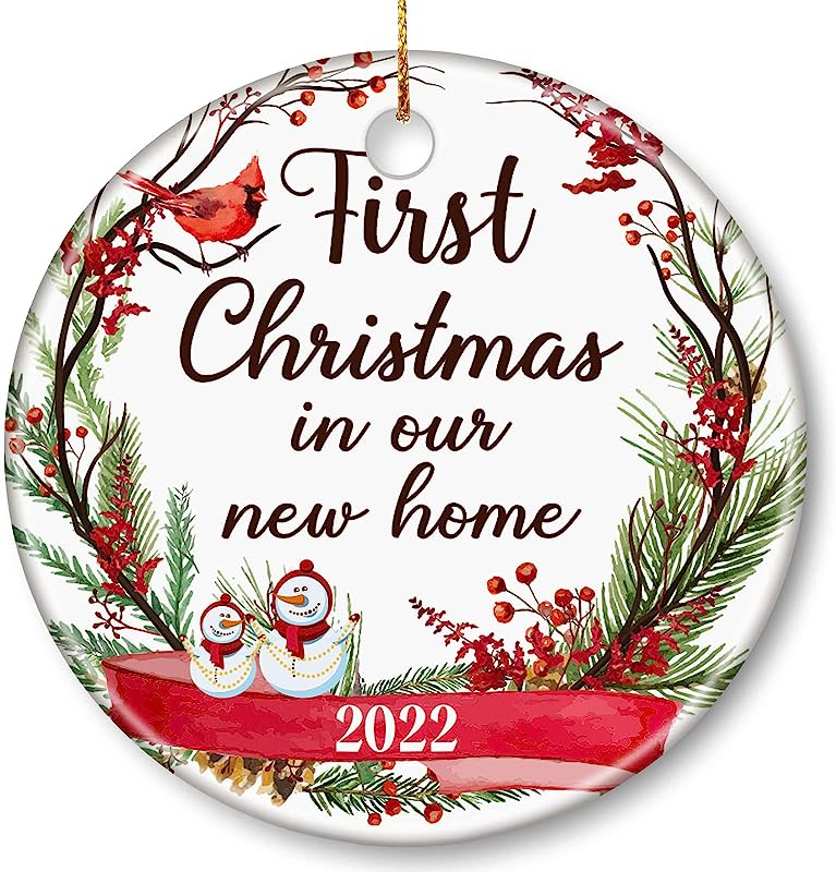 First Christmas Home Ornaments  Xmas Tree Hanging Decorations Wedding Housewarming Gifts For Homeowners Wedding Engagement Presents For Newlywed Married Engaged Couples (Rustic Pattern)