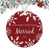 Our First Christmas Married - Gift For Newlywed Couple,  Christmas Ornaments, Wedding Keepsake