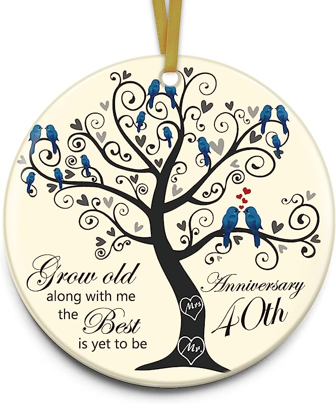 40Th Anniversary Wedding Ornament 40 Years As Mr And Mrs  Christmas Ornament For Couple Wedding Gift For Parent Married Decoration