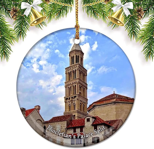 Croatia Diocletian'S Palace Christmas Ornaments For Tree Ceramic Pendant Double Sided Ornament Decor Xmas Gifts Porcelain Travel Souvenirs