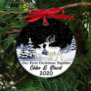 Our First Christmas Together  Wedding Celebration Memory Bear Couple Personalized Customized Ornaments Decorating Customized Custom Ornament For Family
